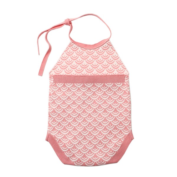 Red Newborn Baby Sleeveless Knit Scale Romper