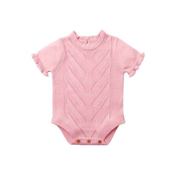Pink Vintage Knit Short Sleeve Toddler Onesies