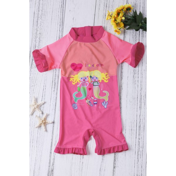 Pink Little Mermaid Princess Cute Girls Swimsuit