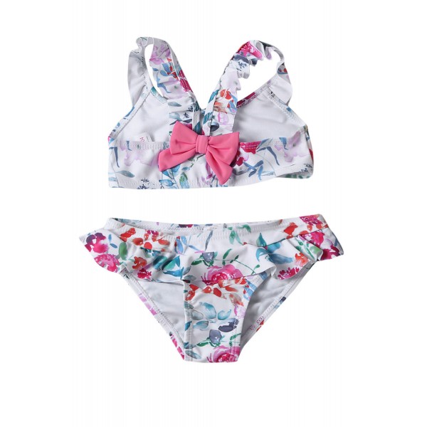 Cute Frill Printed Little Girls Bikini
