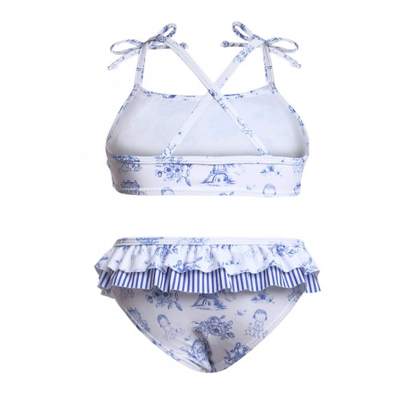 Cute Print Toddler Girls Bikini Swimwear with Ruffle