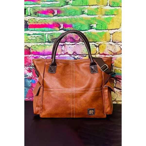 Vintage Large Capacity Faux Leather Tote Bag