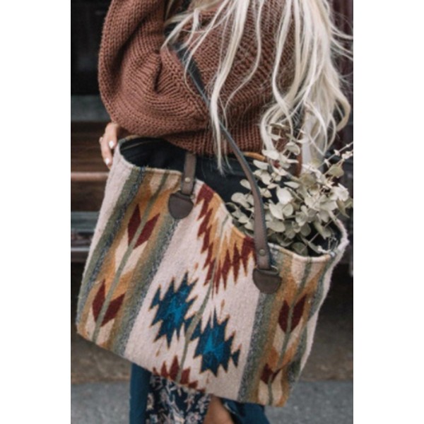 Western Aztec Print Retro Tote Bag