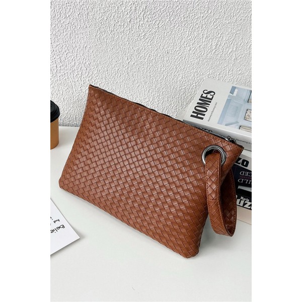 Vintage Wristlet Quilted PU Leather Clutch