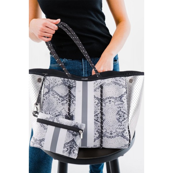 Snakeskin Patch Tote Bag with Matching Purse