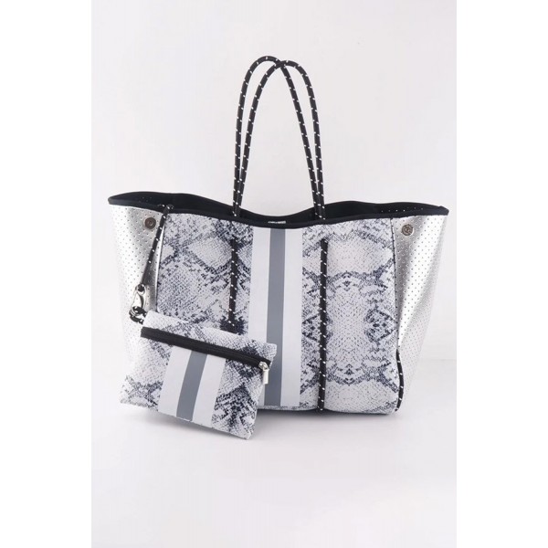 Snakeskin Print Large Capacity Tote Bag with Matching Purse