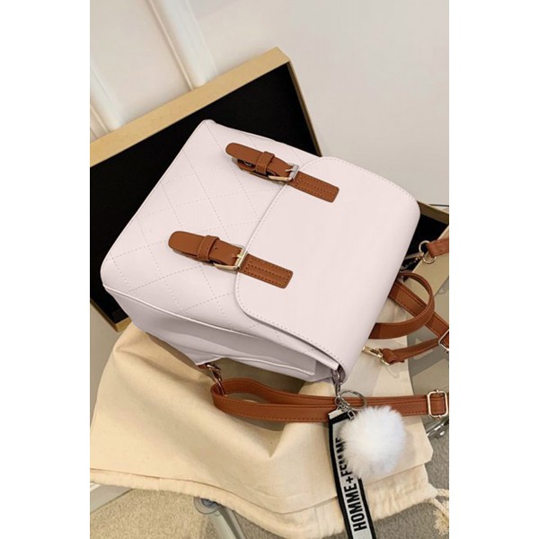Contrast Straps Faux Leather Travel Backpack