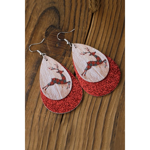 Double Layer Christmas Elk Earrings