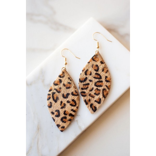 Leopard Print Faux Fur Dangle Earrings