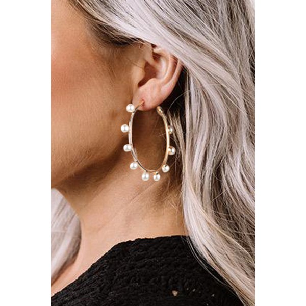 Sweet Faux Pearl Hoop Earrings