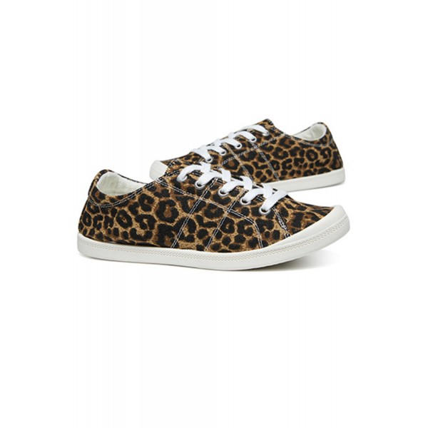 Leopard Lace up Canvas Shoes