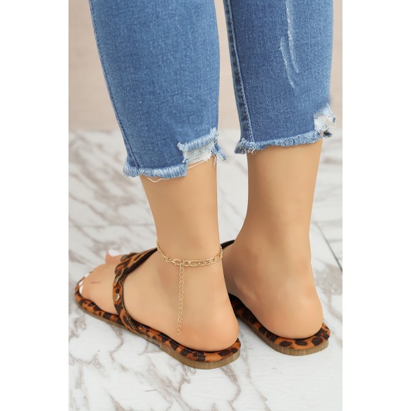 Leopard Print Flip Flops Sandals