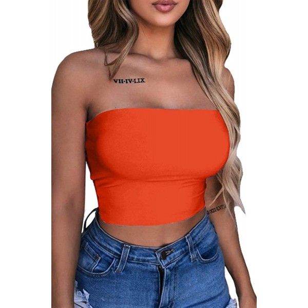 Orange Strapless Tube Crop Top