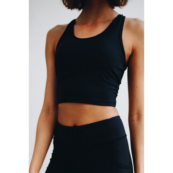 Black Lace Up Crop Top