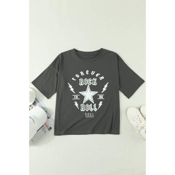 Forever Rock And Roll Graphic Crop Top