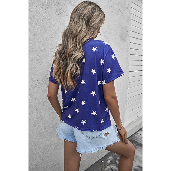 Vintage USA Stripes Cropped Graphic Tee